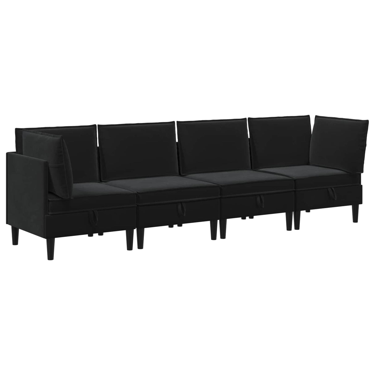 Living Room Furniture Set with Cushion 4 pcs Black Velvet