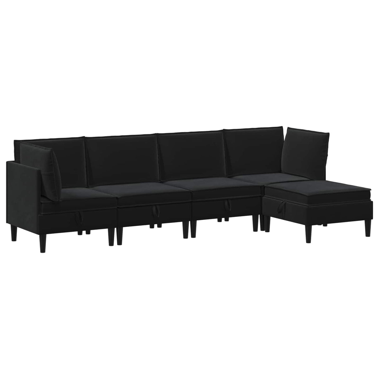 Living Room Furniture Set 5 pcs Black Velvet