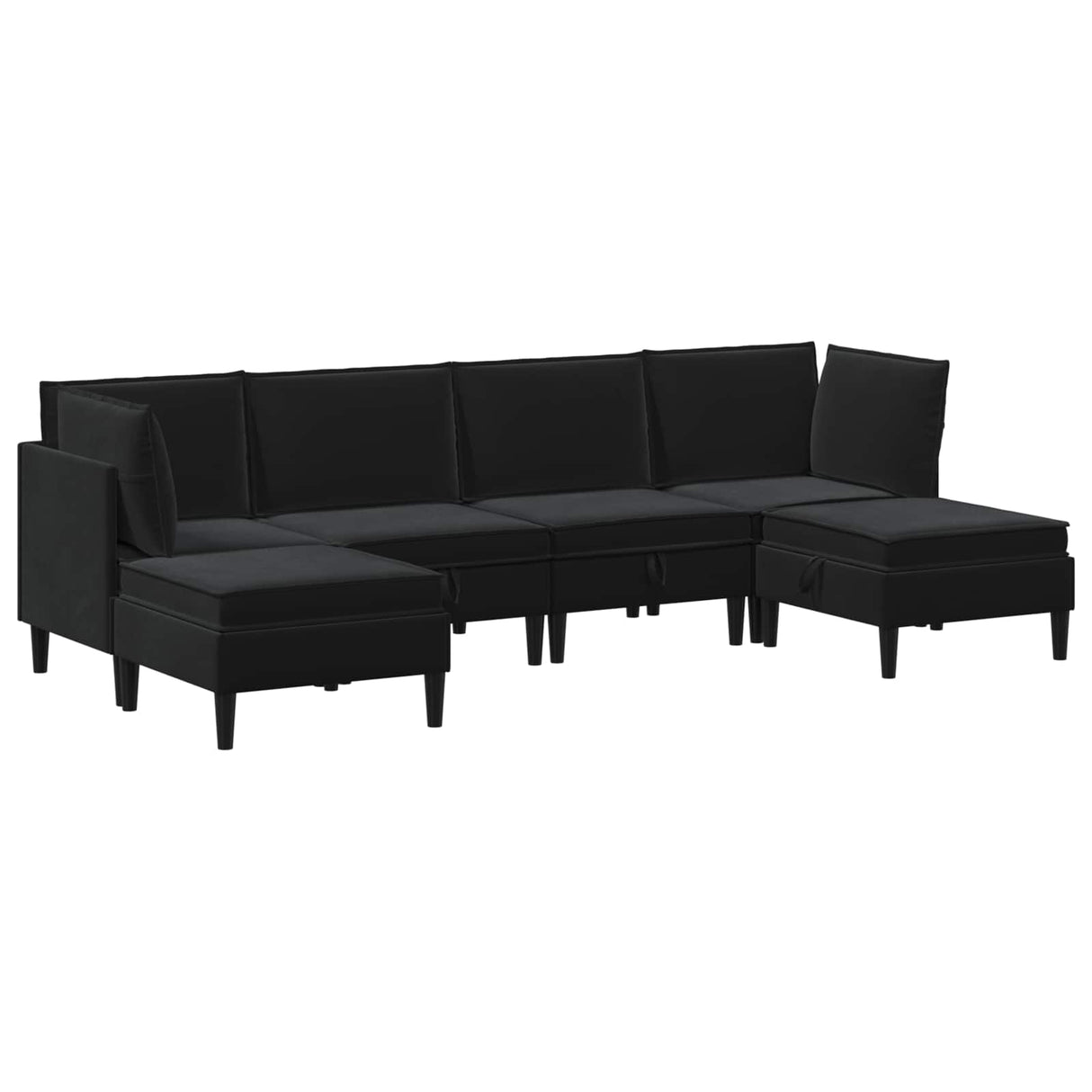 Living Room Furniture Set 6 pcs Black Velvet