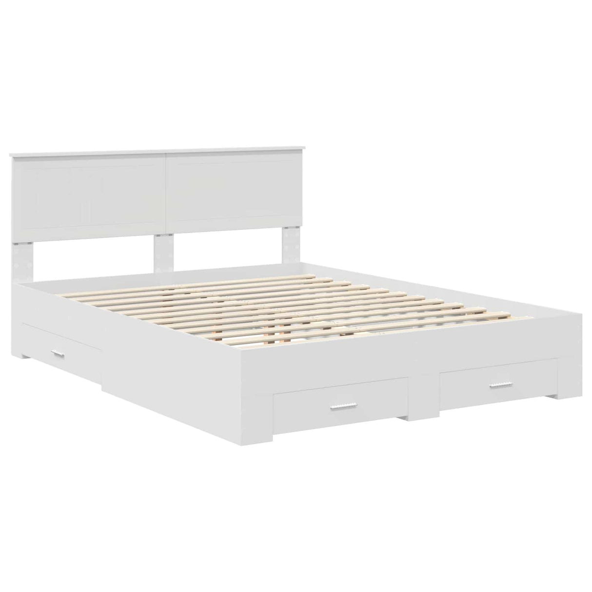 Bed Frame with Drawer White 150 x 200 cm Engineered Wood