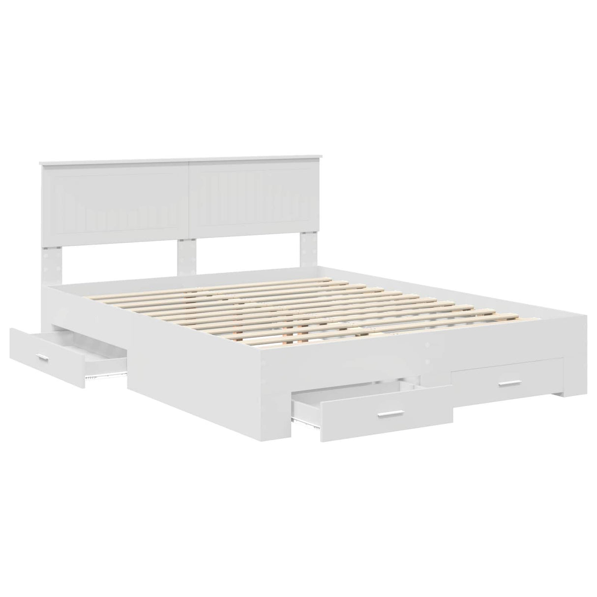 Bed Frame with Drawer White 150 x 200 cm Engineered Wood