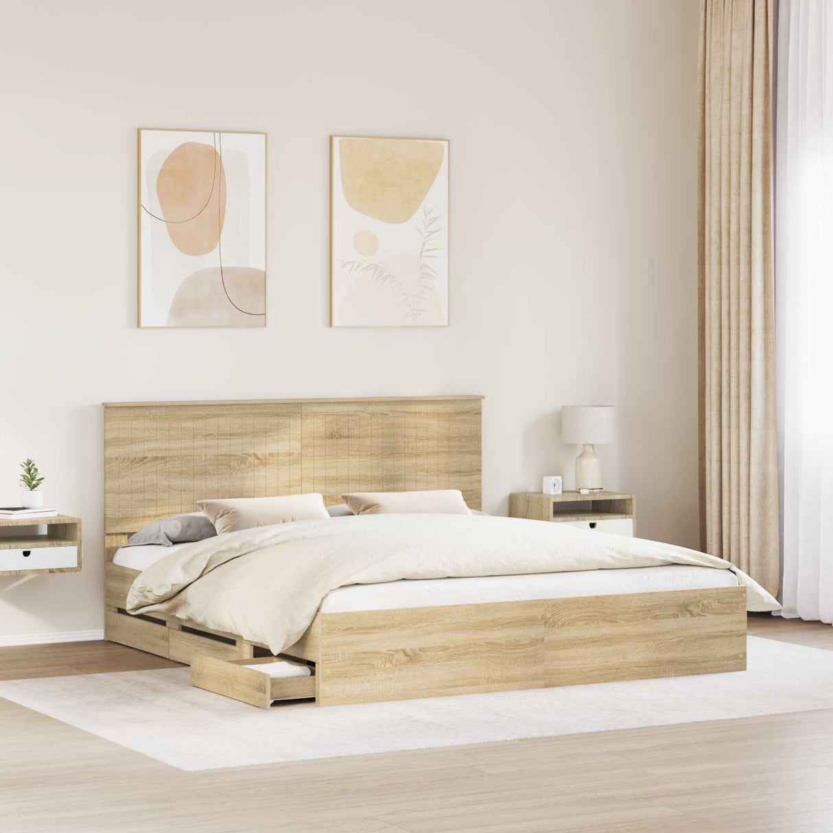 Bed Frame with Drawer Sonoma Oak 180 x 200 cm Engineered Wood