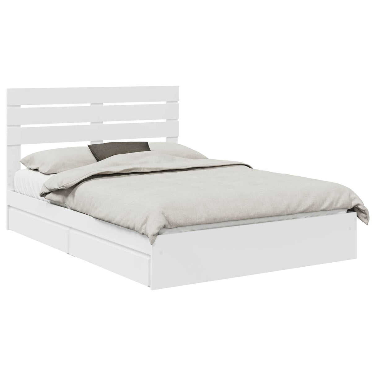 Storage Bed with Headboard White 150 x 200 cm Engineered Wood