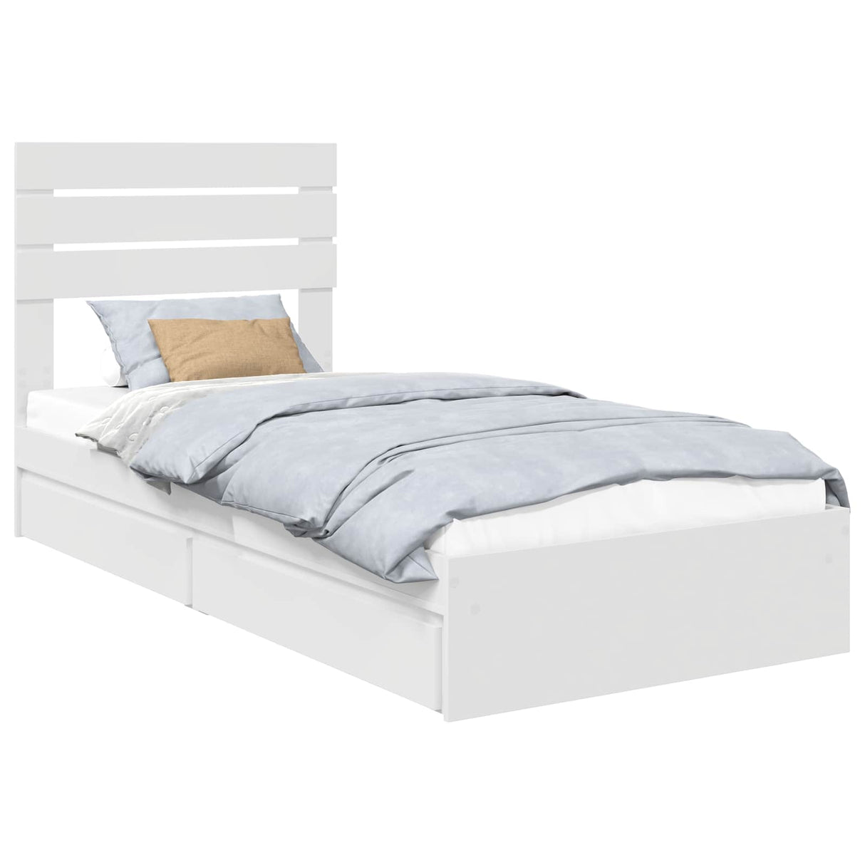 Storage Bed with Headboard White 90 x 190 cm Engineered Wood