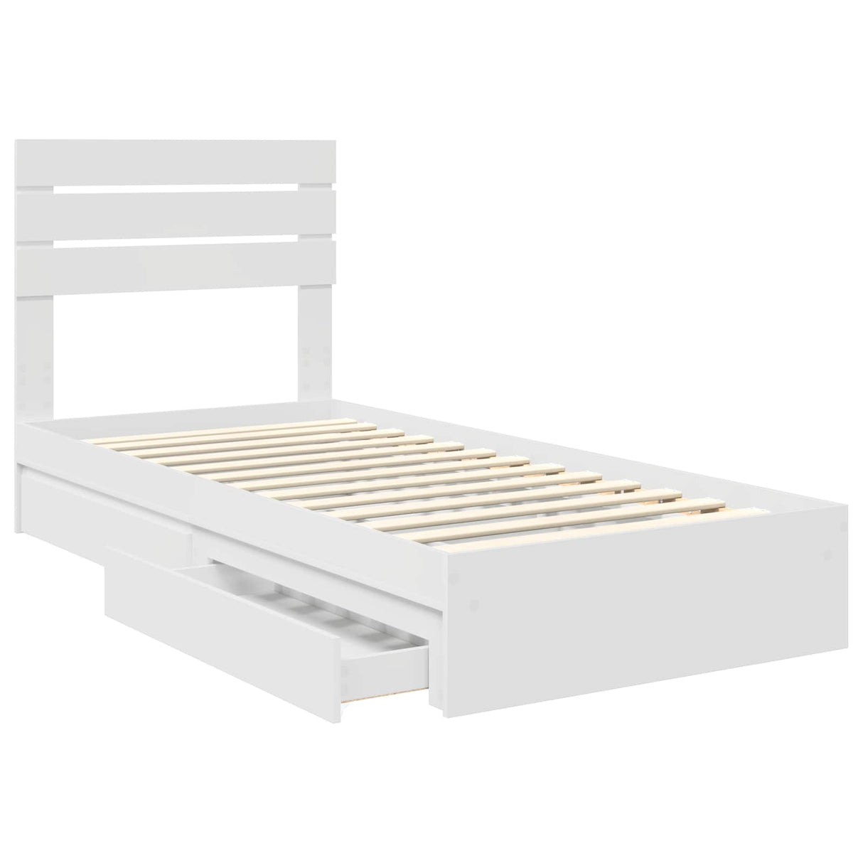 Storage Bed with Headboard White 90 x 190 cm Engineered Wood