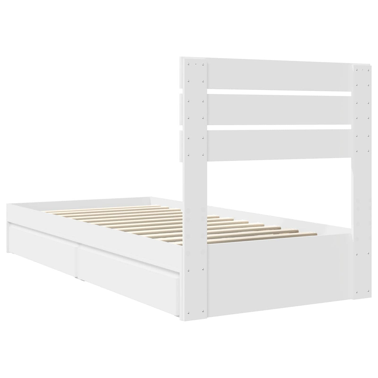 Storage Bed with Headboard White 90 x 190 cm Engineered Wood