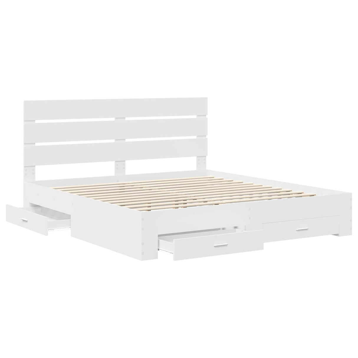 Bed Frame with Drawer White 180 x 200 cm Engineered Wood