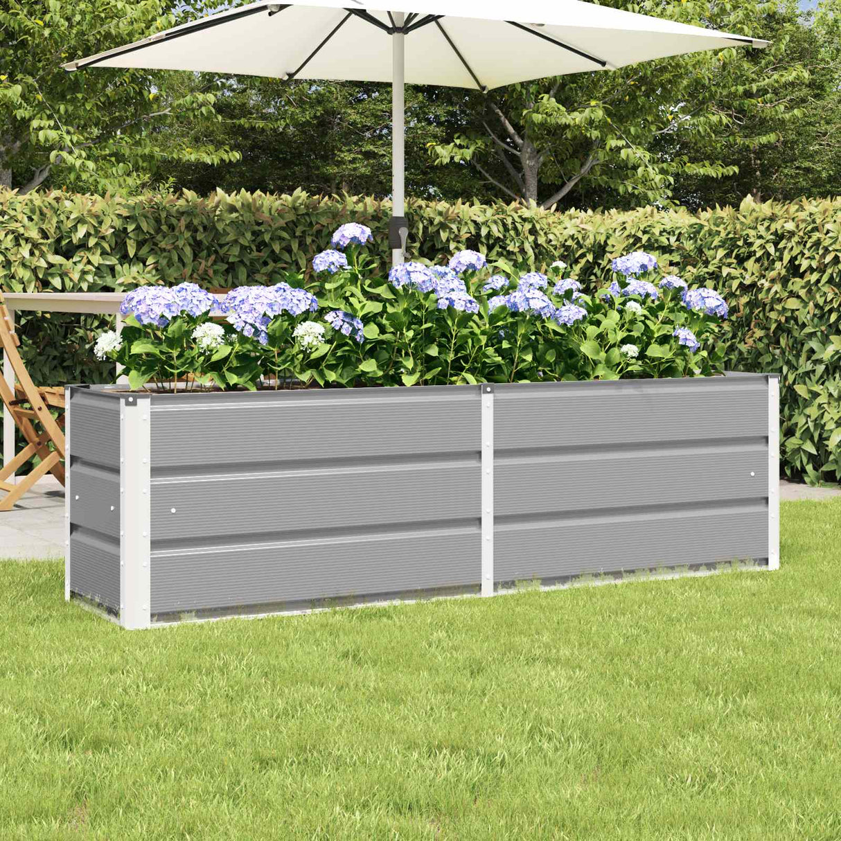 Planter Light Grey 160 x 40 x 45 cm Steel