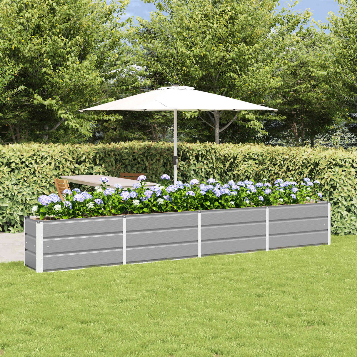 Planter Light Grey 320 x 40 x 45 cm Steel