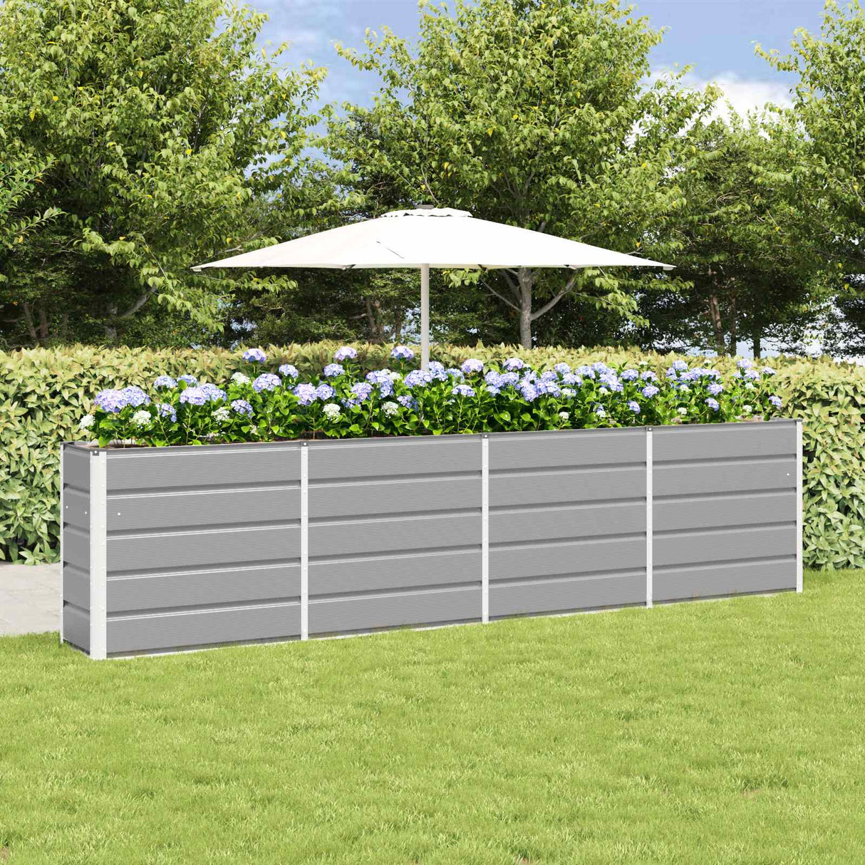 Planter Light Grey 320 x 40 x 75 cm Steel