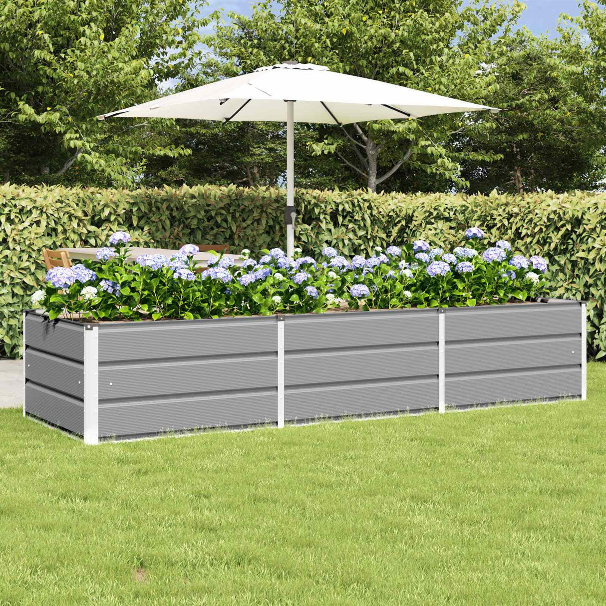 Planter Light Grey 240 x 80 x 45 cm Steel