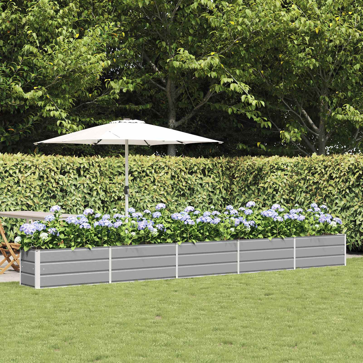 Planter Light Grey 195 x 50 x 45 cm Galvanised Steel