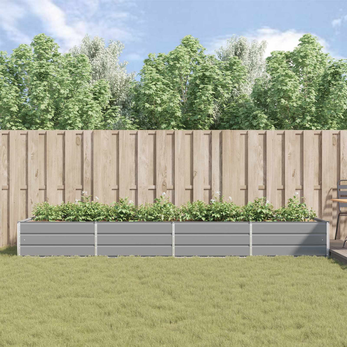 Planter Light Grey 195 x 100 x 45 cm Galvanised Steel