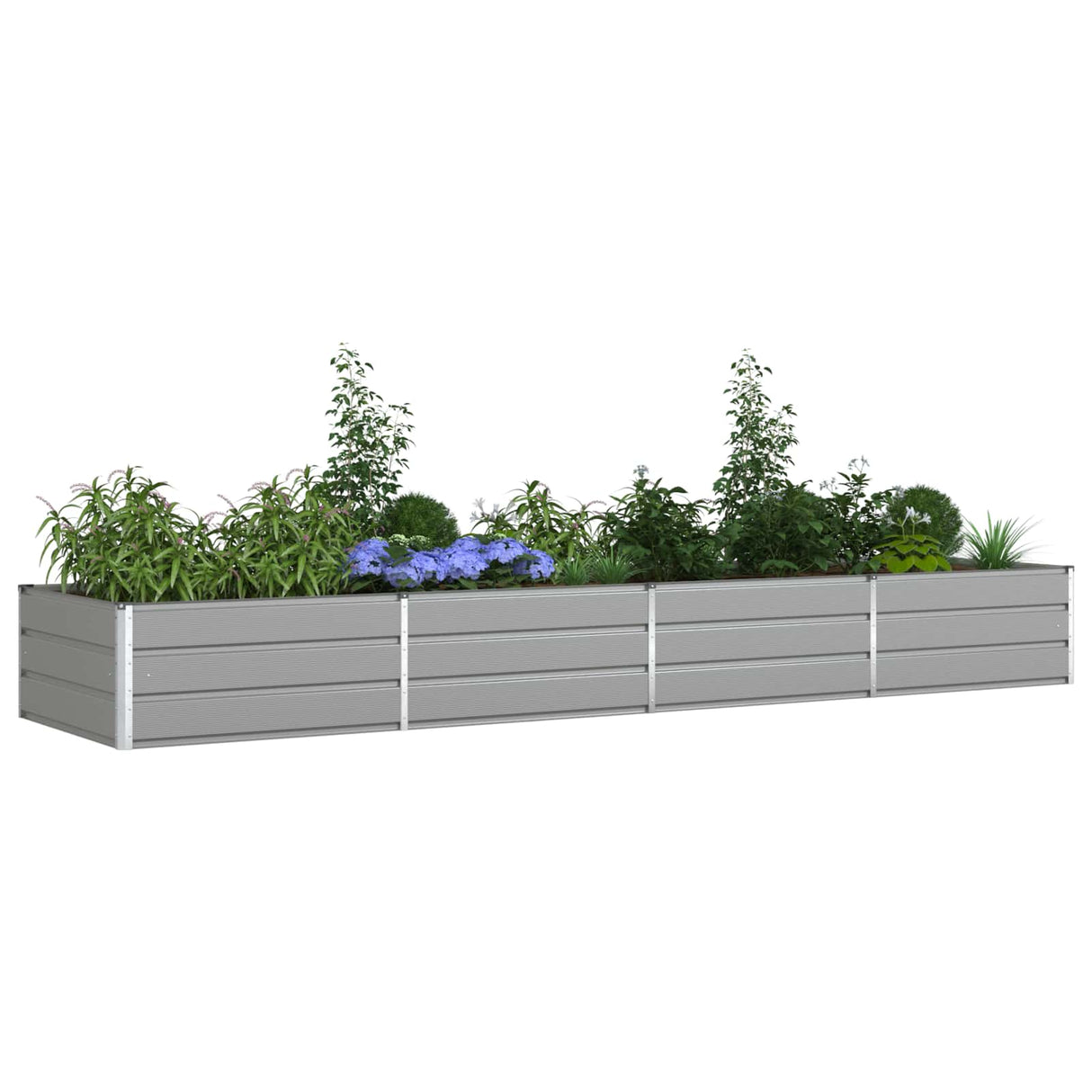Planter Light Grey 195 x 100 x 45 cm Galvanised Steel