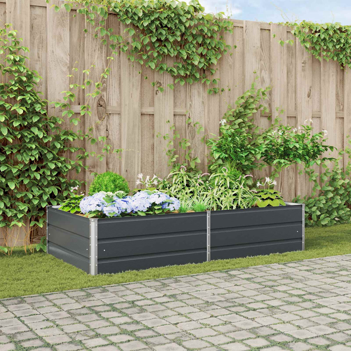 Planter Anthracite 195 x 100 x 45 cm Galvanised Steel