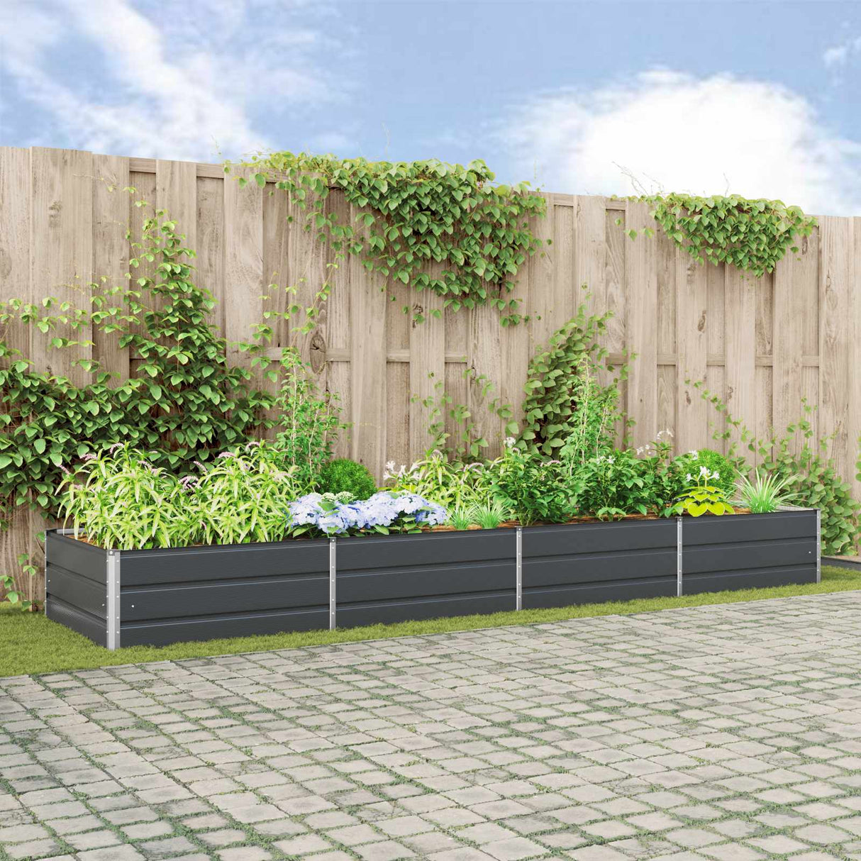 Planter Anthracite 195 x 100 x 45 cm Galvanised Steel
