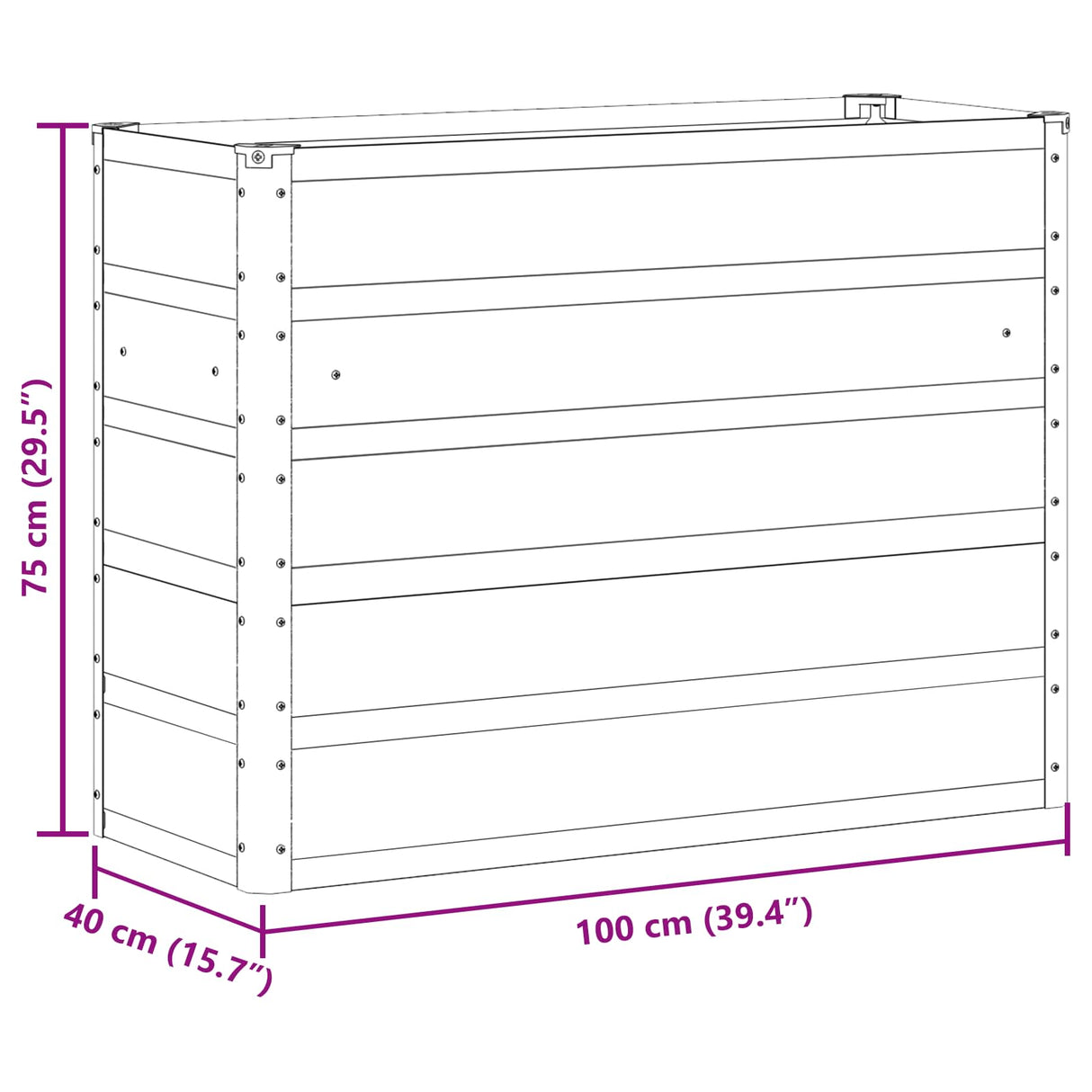 Planter Green 100 x 40 x 75 cm Steel