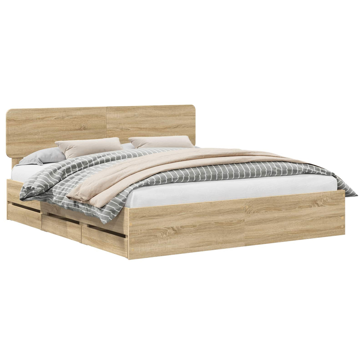 Bed Frame with Drawer Sonoma Oak 180 x 200 cm Engineered Wood