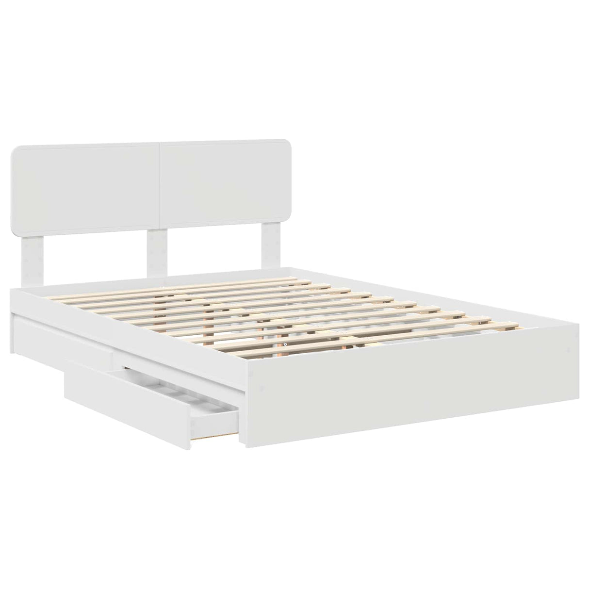 Storage Bed with Headboard White 150 x 200 cm Engineered Wood