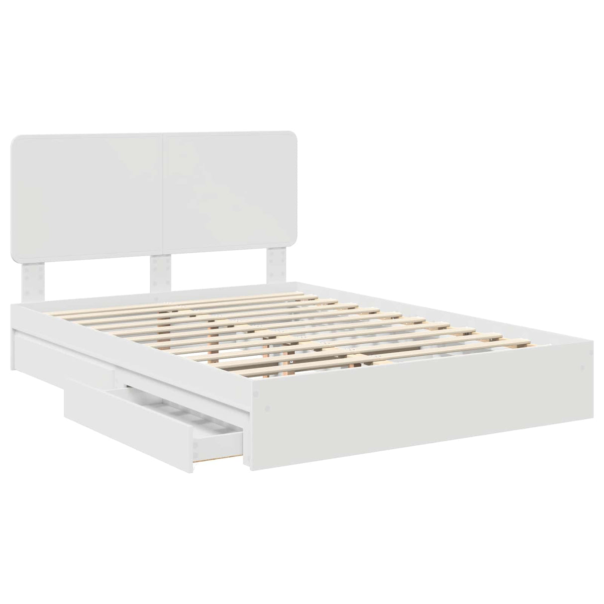 Storage Bed with Headboard White 150 x 200 cm Engineered Wood