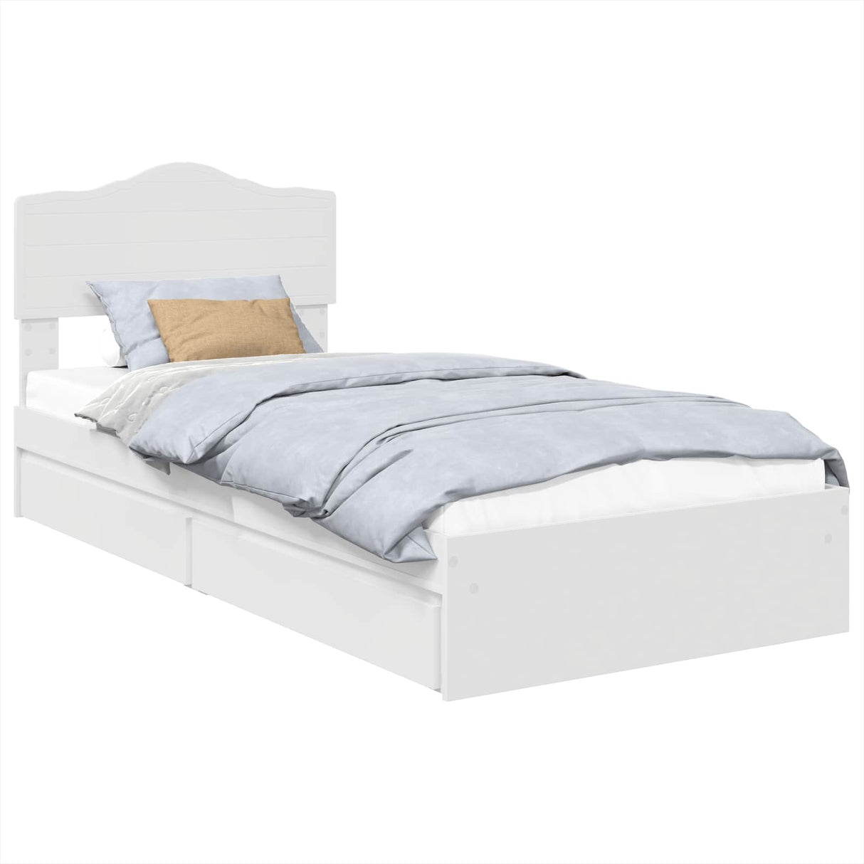Storage Bed with Headboard White 90 x 190 cm Engineered Wood