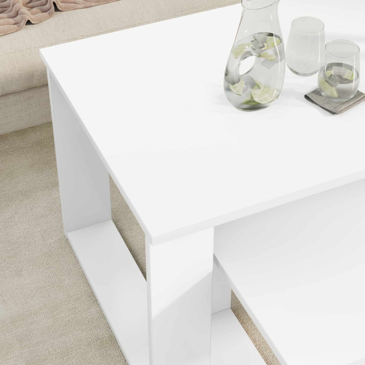 Coffee Table Set 2 pcs White Engineered Wood