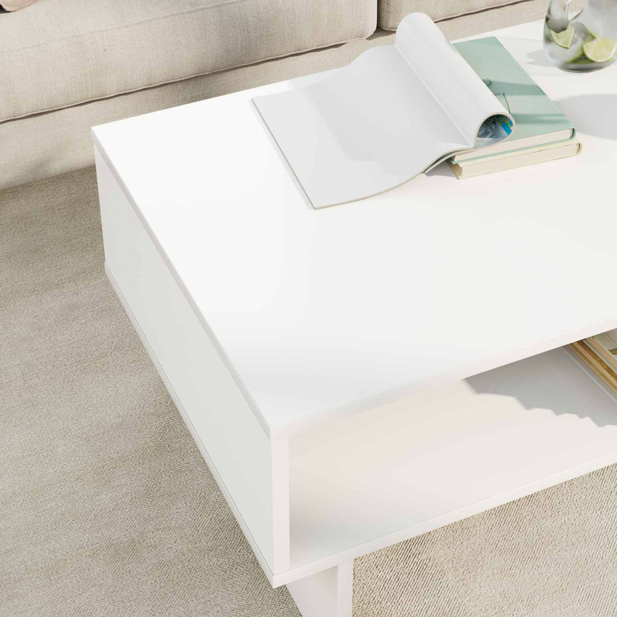 Coffee Table White 80 x 46 x 35 cm Engineered Wood