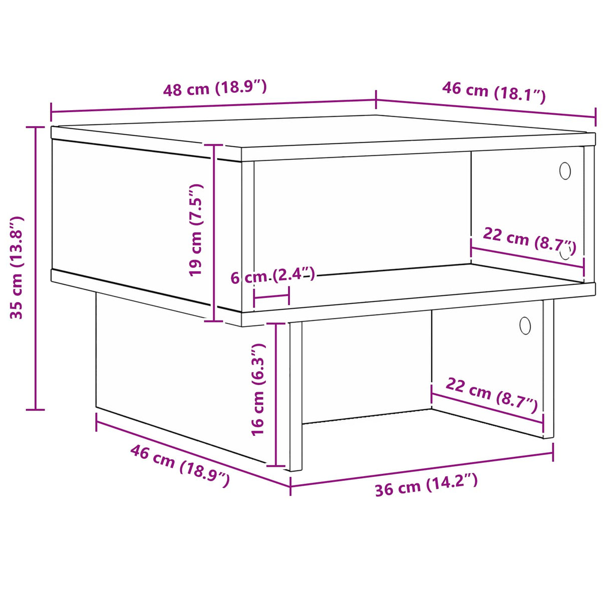 Coffee Table White 48 x 46 x 35 cm Engineered Wood