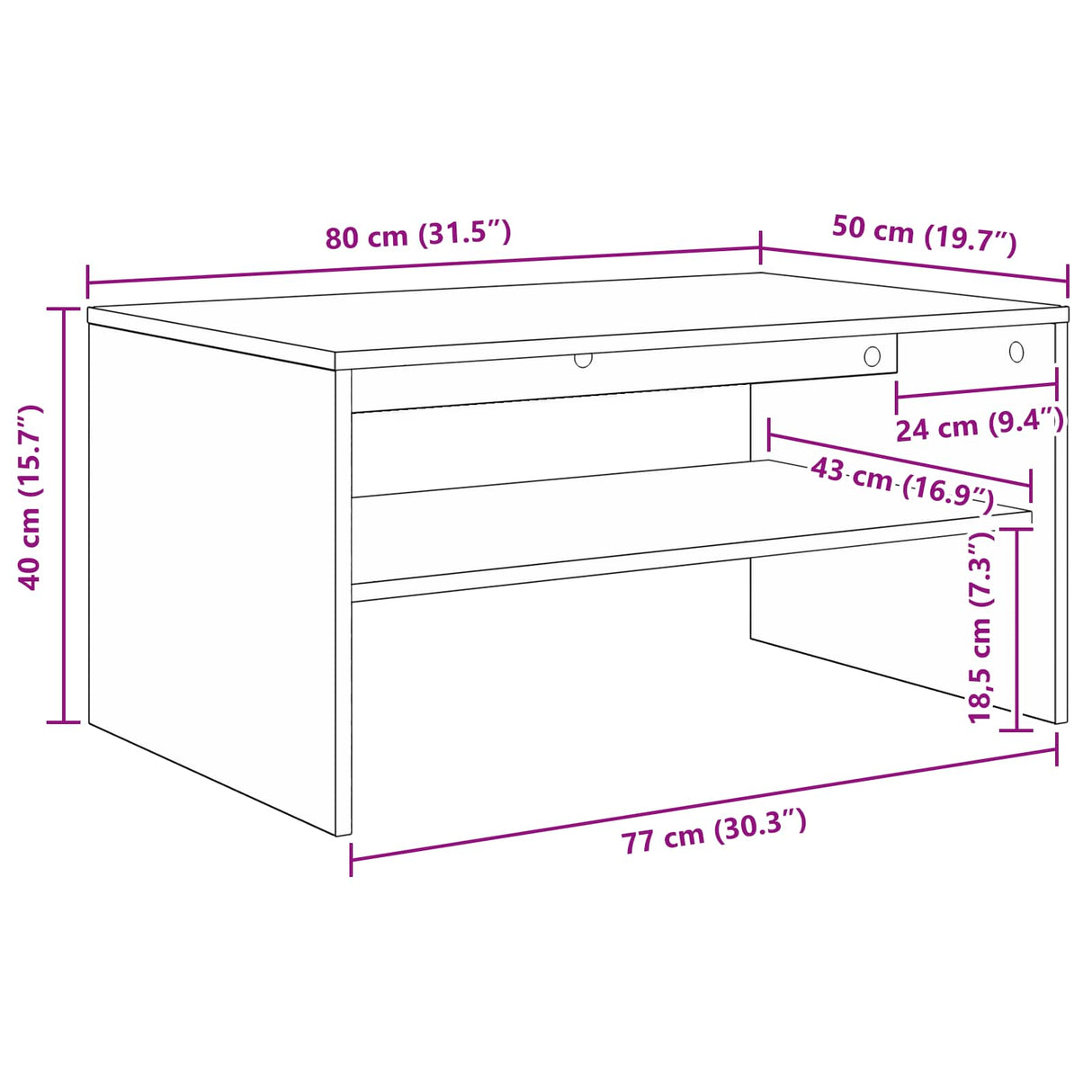 Coffee Table White 80 x 50 x 40 cm Engineered Wood