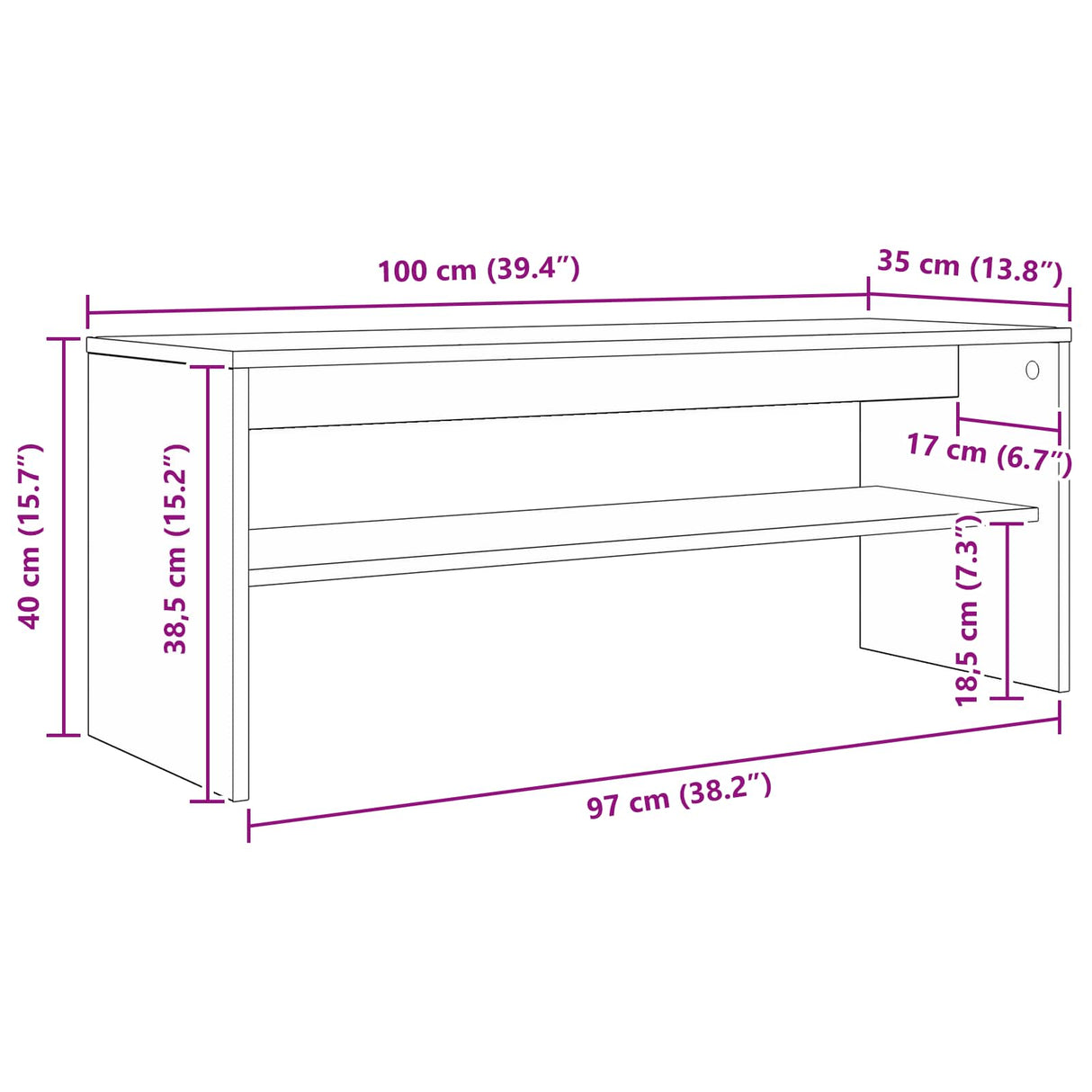 TV Cabinet 100 x 35 x 40 cm White Engineered Wood