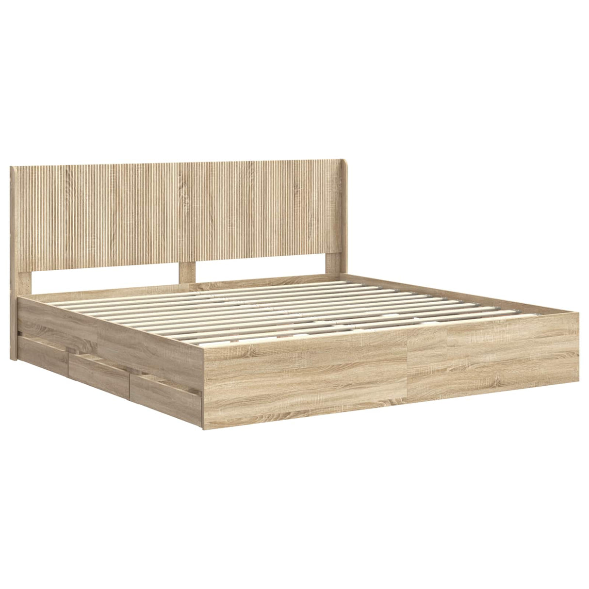 Bed Frame with Storage and Headboard Sonoma Oak 180 x 200 cm