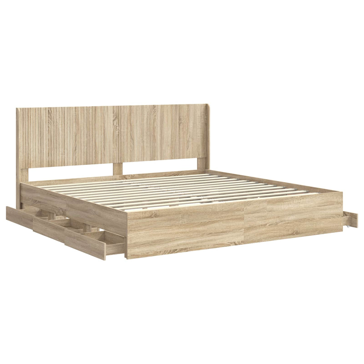 Bed Frame with Storage and Headboard Sonoma Oak 180 x 200 cm