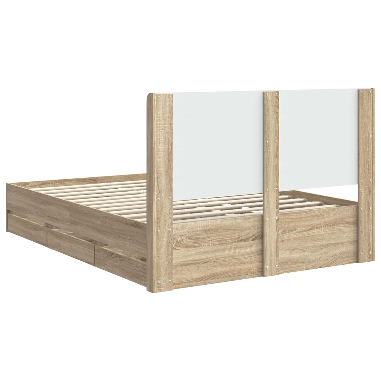 Bed Frame with Storage and Headboard Sonoma Oak 135 x 190 cm