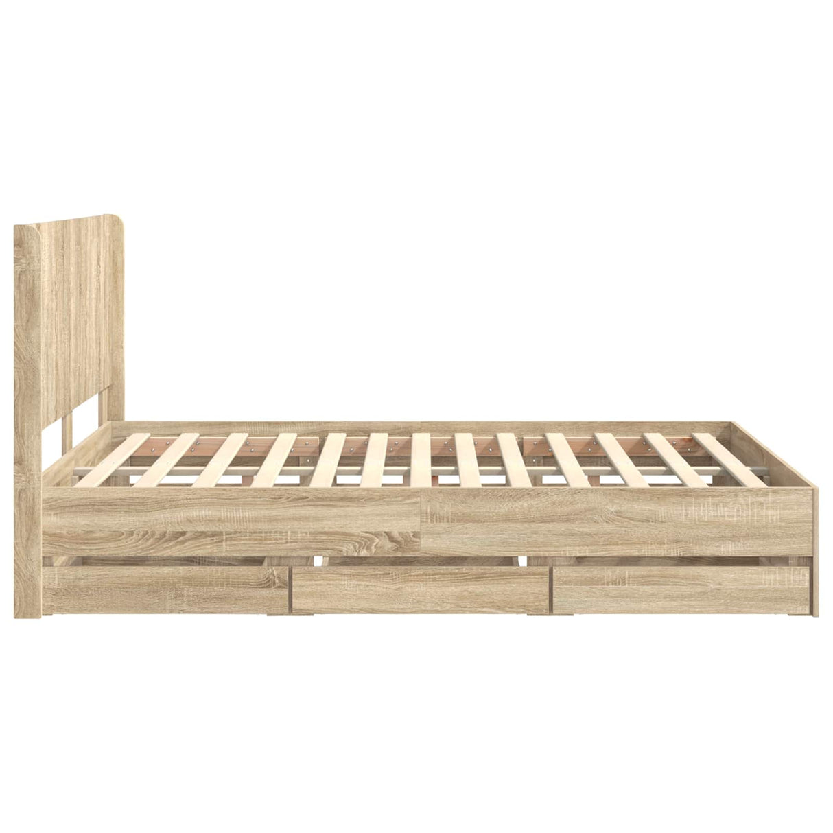 Bed Frame with Storage and Headboard Sonoma Oak 135 x 190 cm
