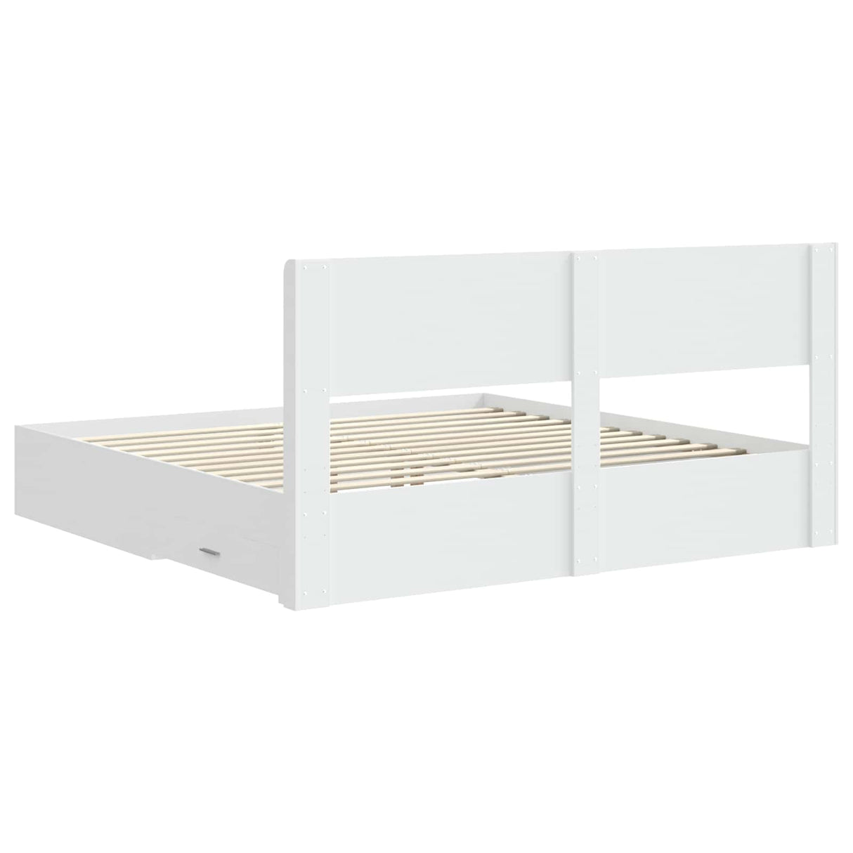 Bed Frame with Storage and Headboard White Engineered Wood