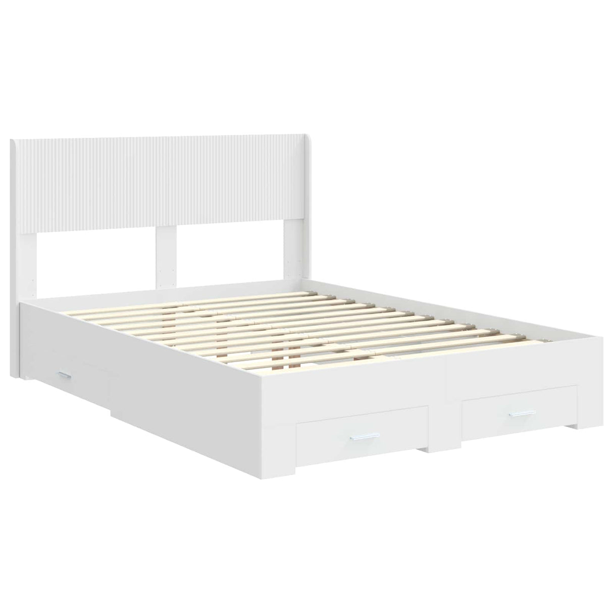 Bed Frame with Storage and Headboard White 150 x 200 cm