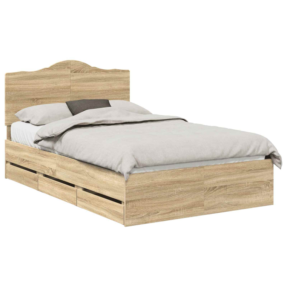 Bed Frame with Drawer Sonoma Oak 135 x 190 cm Engineered Wood