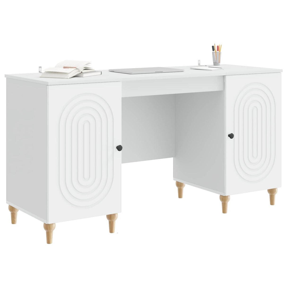 Desk with Shelf White 142.5 x 50 x 75 cm Engineered Wood