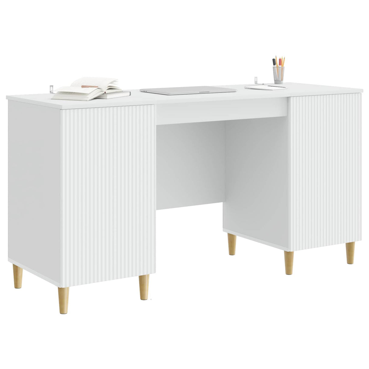 Desk with Shelf White 142.5 x 50 x 75 cm Engineered Wood