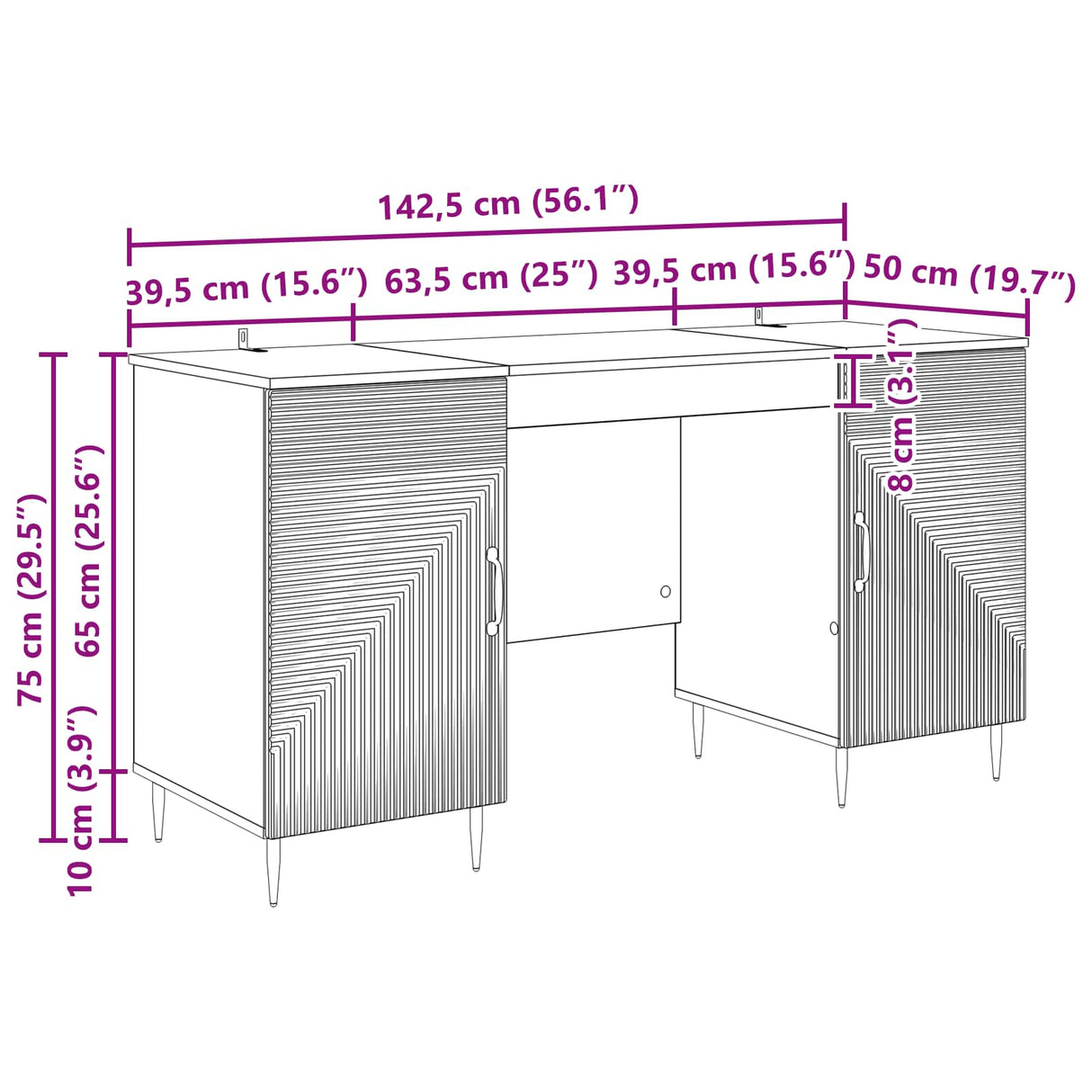 Desk with Shelf White 142.5 x 50 x 75 cm Engineered Wood