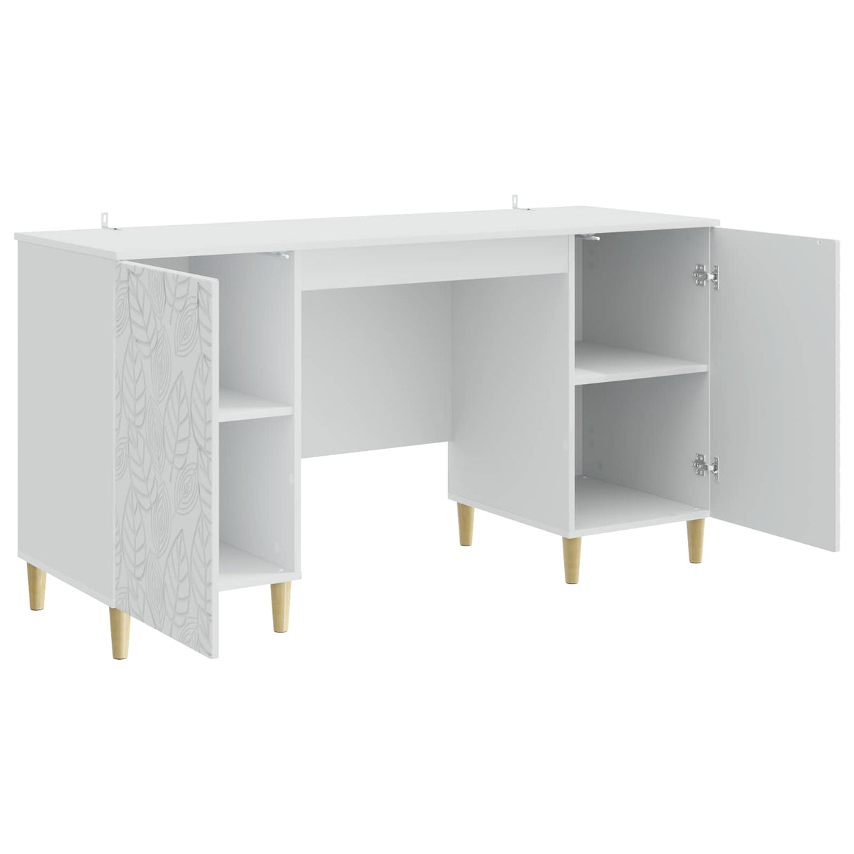Desk White Engineered Wood 142.5 x 50 x 75 cm