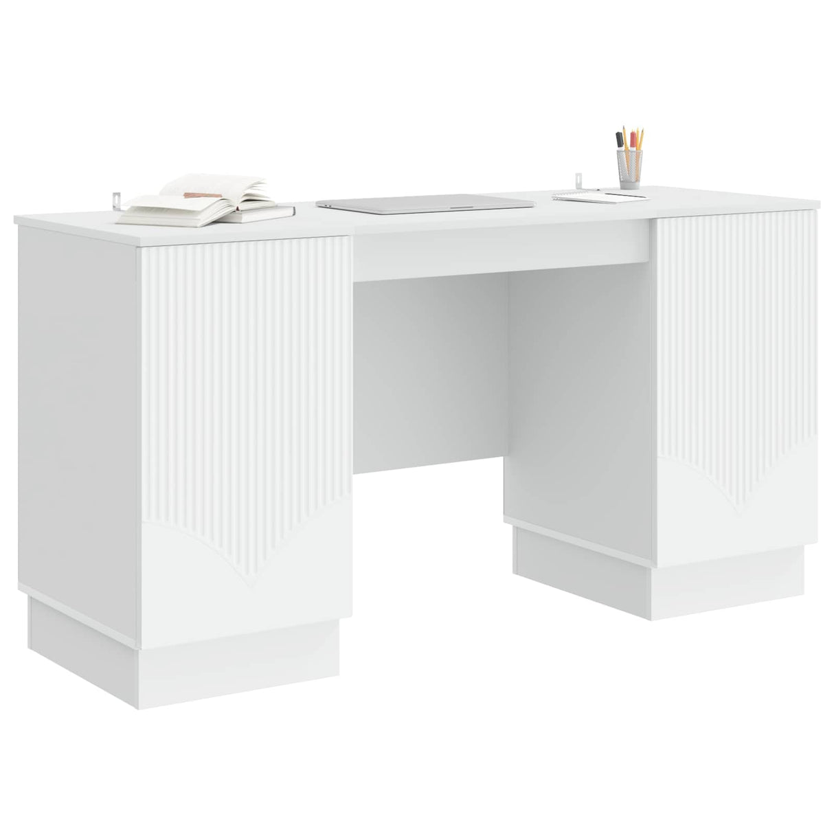 Desk with Shelf White 142.5 x 50 x 75 cm Engineered Wood