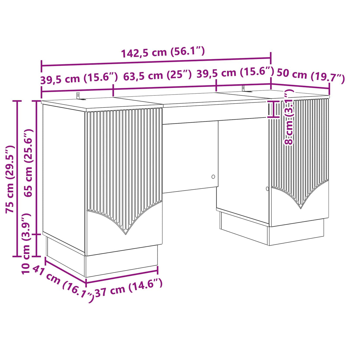 Desk with Shelf White 142.5 x 50 x 75 cm Engineered Wood