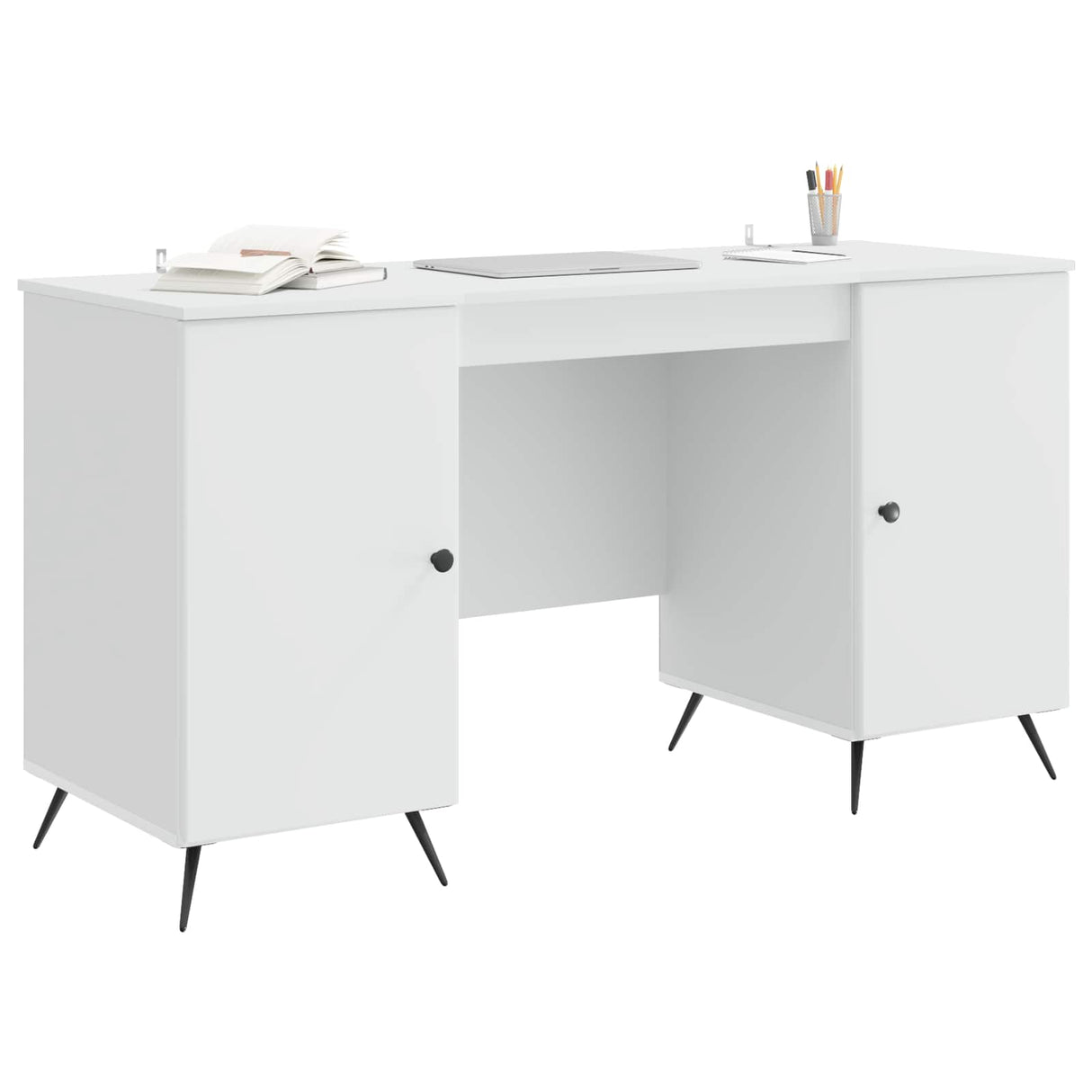 Desk with Shelf White 142.5 x 50 x 75 cm Engineered Wood