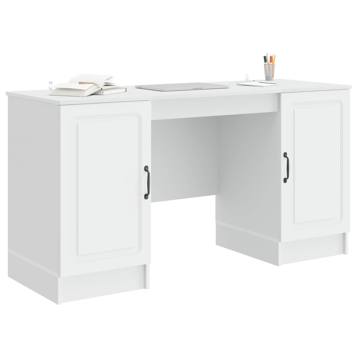 Desk with Shelf White 142.5 x 50 x 75 cm Engineered Wood