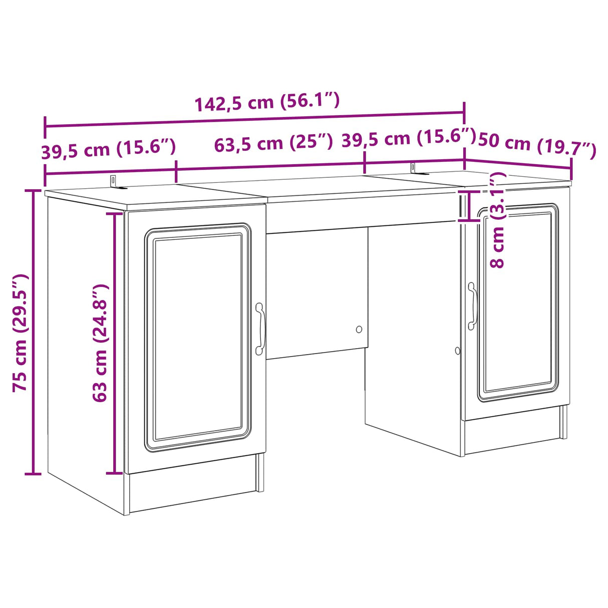 Desk with Shelf White 142.5 x 50 x 75 cm Engineered Wood