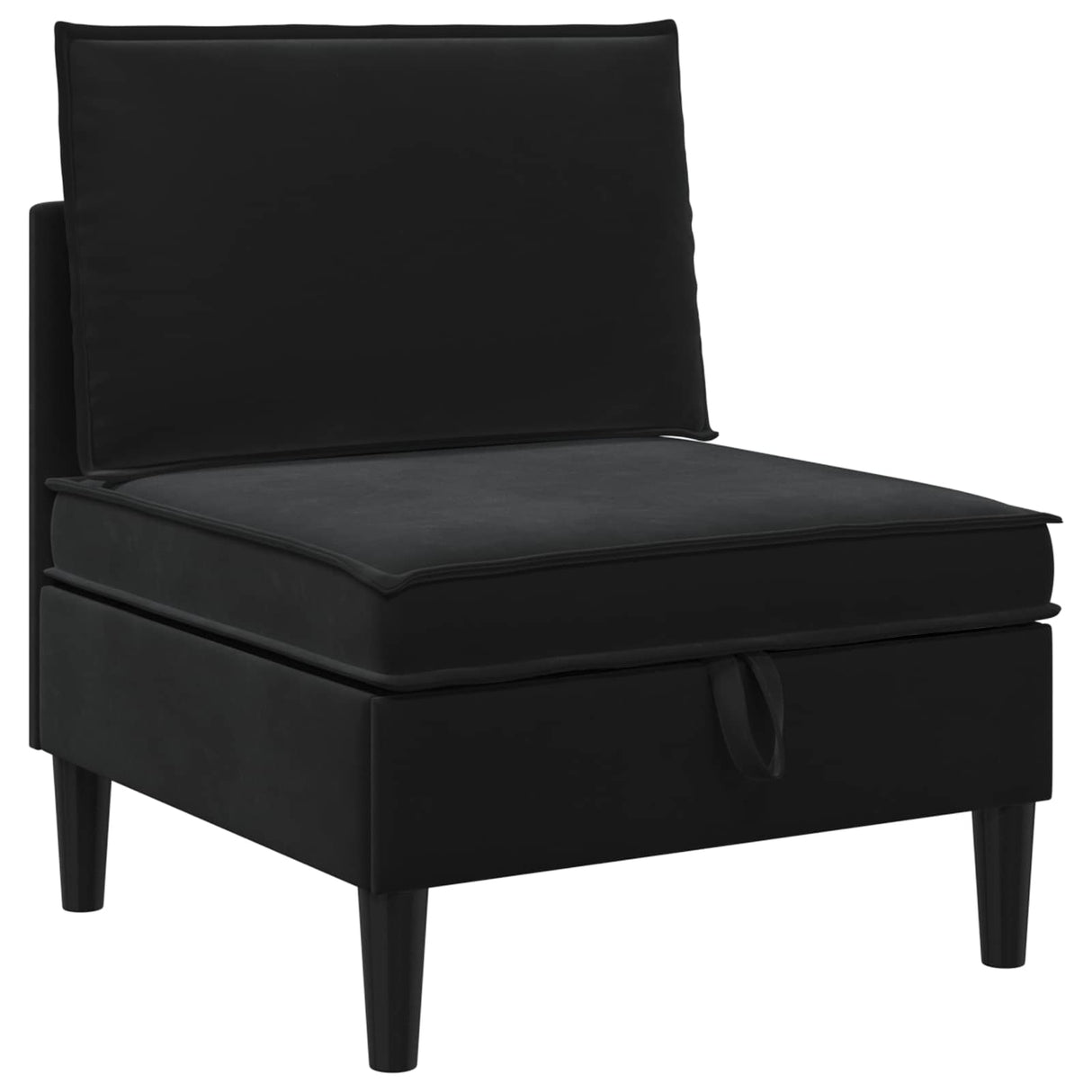 Middle Sofa with Storage Black Velvet