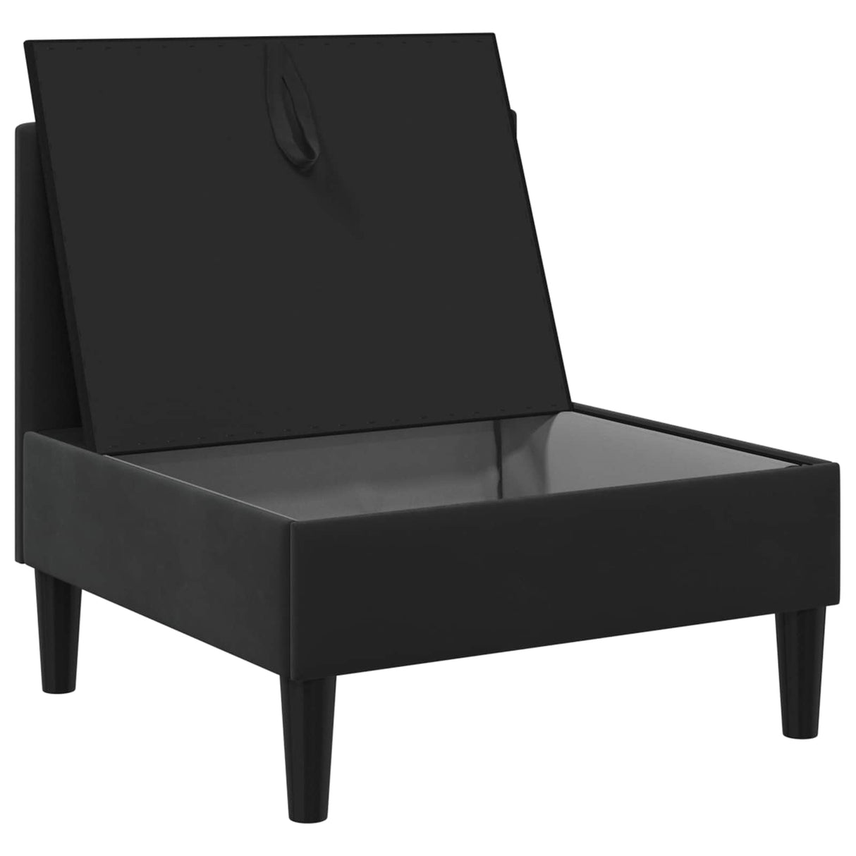 Middle Sofa with Storage Black Velvet