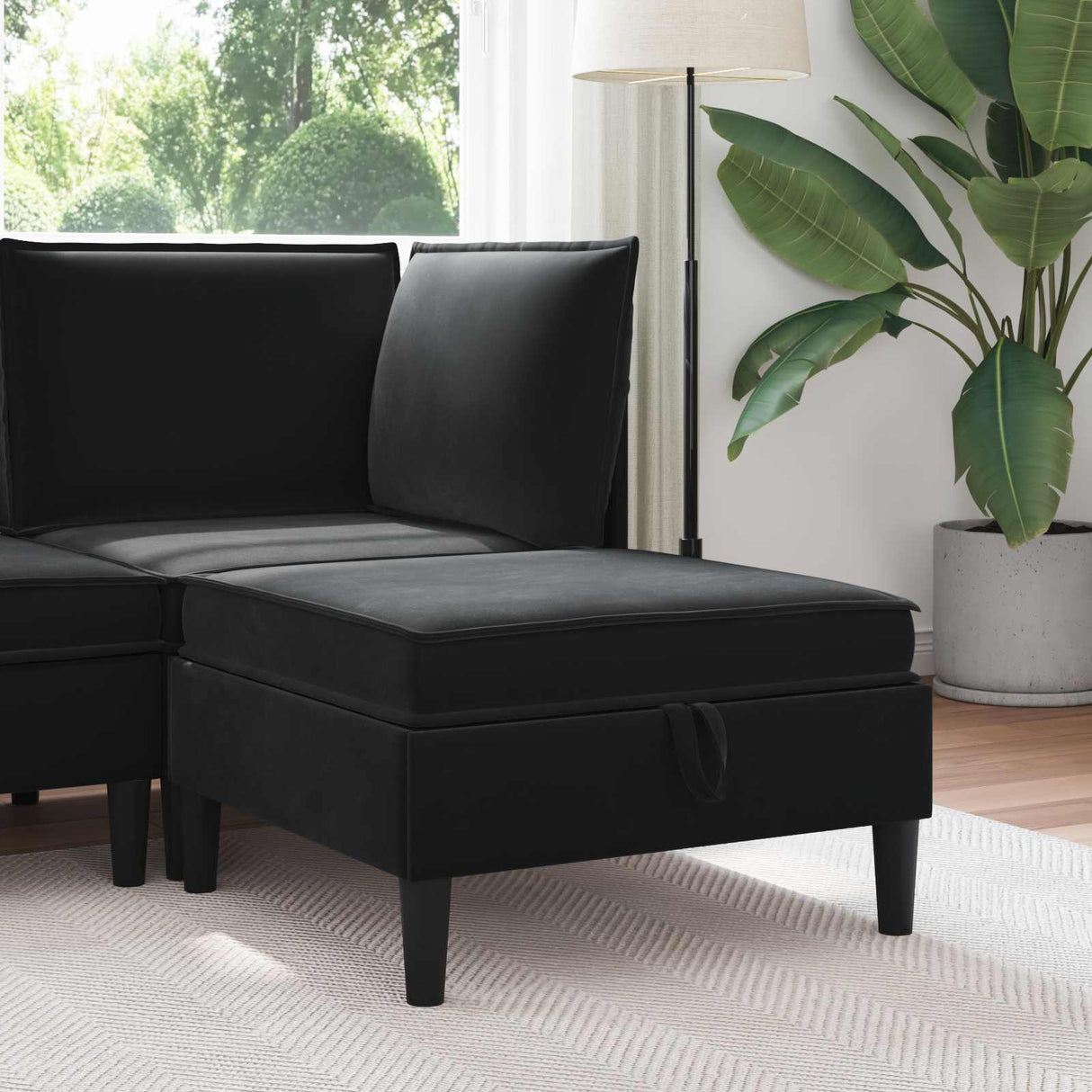 Sofa Stool with Storage Black Velvet