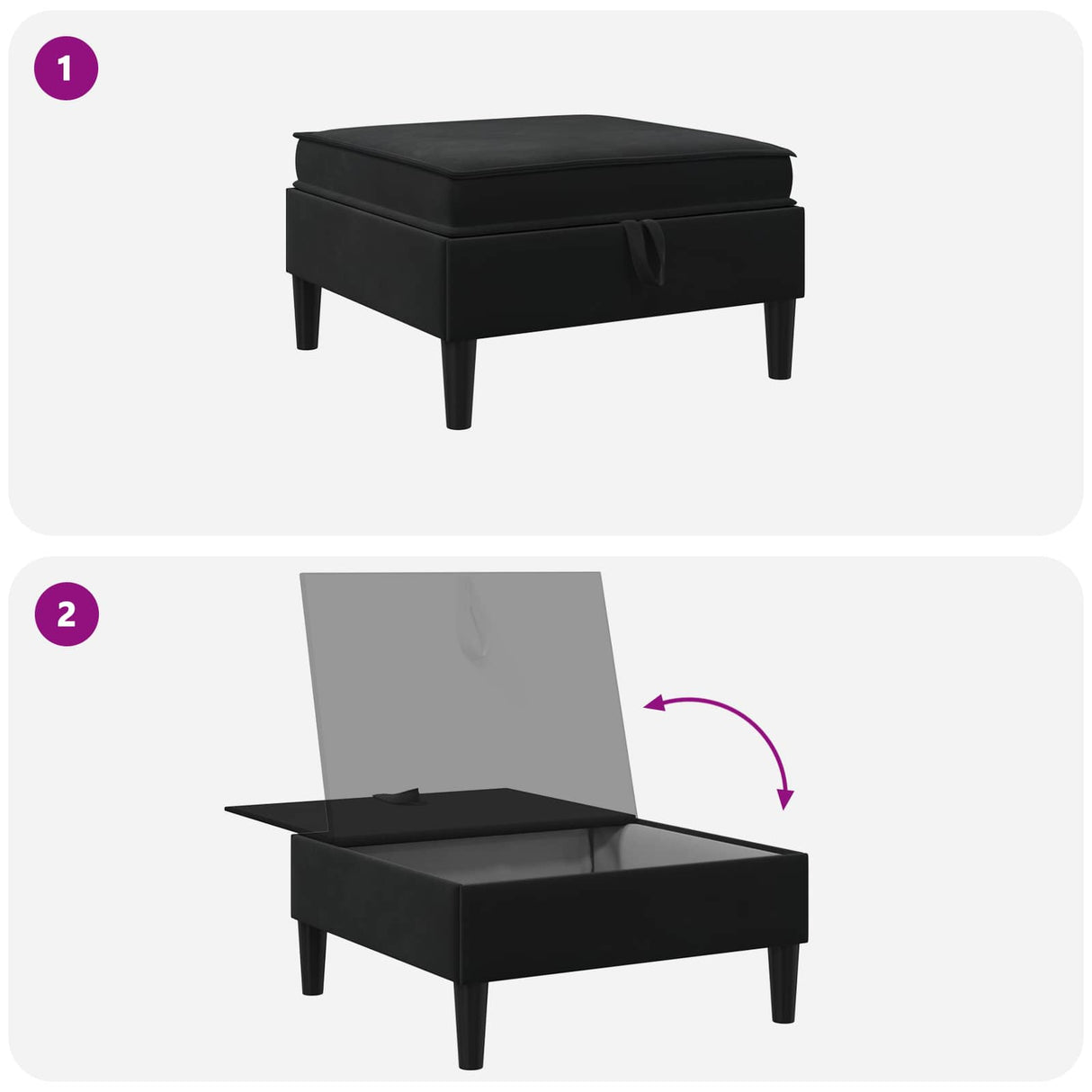 Sofa Stool with Storage Black Velvet